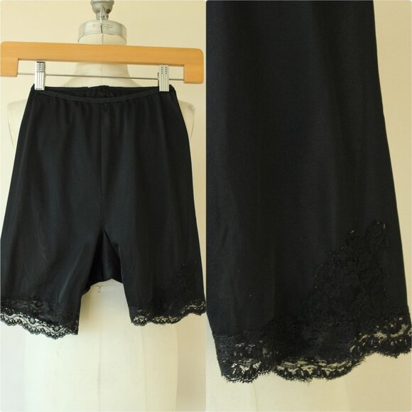 Vintage 1950s 1960s Tap Panty, Black Vasserette Jr by Munsingwear Nylon Size 7 - Picture 1 of 9
